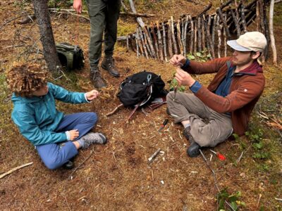 Snares, fire making, and shelter building.