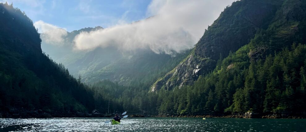 Stunning coastal landscape on a kayak tour in Resurrection Bay.